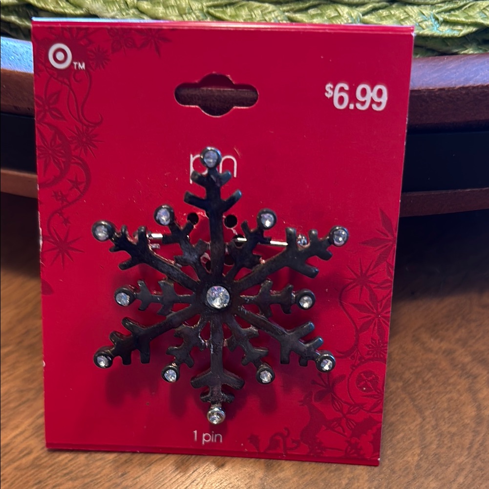 Target Snowflake Brooch With Rhinestones
